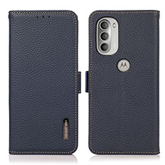 Custodia Portafoglio In Pelle Cover con Supporto B03H per Motorola Moto G51 5G Blu