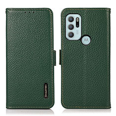 Custodia Portafoglio In Pelle Cover con Supporto B03H per Motorola Moto G60s Verde