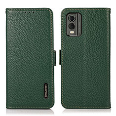 Custodia Portafoglio In Pelle Cover con Supporto B03H per Nokia C210 Verde
