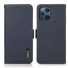 Custodia Portafoglio In Pelle Cover con Supporto B03H per Oppo Find X3 5G Blu