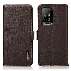 Custodia Portafoglio In Pelle Cover con Supporto B03H per Oppo Reno5 Lite Marrone