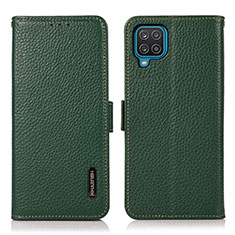 Custodia Portafoglio In Pelle Cover con Supporto B03H per Samsung Galaxy A12 Nacho Verde