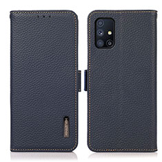 Custodia Portafoglio In Pelle Cover con Supporto B03H per Samsung Galaxy M51 Blu