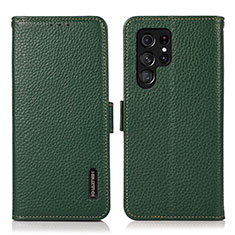 Custodia Portafoglio In Pelle Cover con Supporto B03H per Samsung Galaxy S21 Ultra 5G Verde