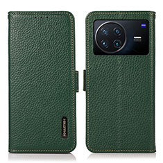 Custodia Portafoglio In Pelle Cover con Supporto B03H per Vivo X Note Verde