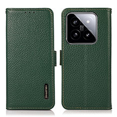 Custodia Portafoglio In Pelle Cover con Supporto B03H per Xiaomi Mi 14 5G Verde