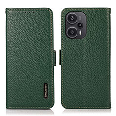 Custodia Portafoglio In Pelle Cover con Supporto B03H per Xiaomi Poco F5 5G Verde