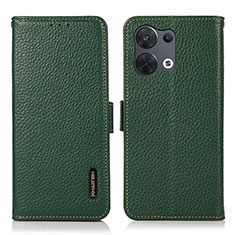 Custodia Portafoglio In Pelle Cover con Supporto B03H per Xiaomi Redmi Note 13 Pro 5G Verde