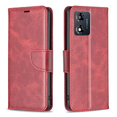 Custodia Portafoglio In Pelle Cover con Supporto B04F per Motorola Moto E13 Rosso