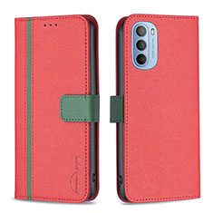Custodia Portafoglio In Pelle Cover con Supporto B04F per Motorola Moto G31 Rosso