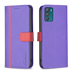 Custodia Portafoglio In Pelle Cover con Supporto B04F per Motorola Moto G42 Viola