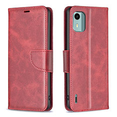 Custodia Portafoglio In Pelle Cover con Supporto B04F per Nokia C12 Plus Rosso