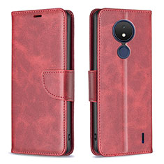 Custodia Portafoglio In Pelle Cover con Supporto B04F per Nokia C21 Rosso