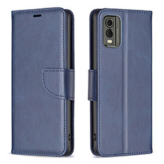 Custodia Portafoglio In Pelle Cover con Supporto B04F per Nokia C210 Blu