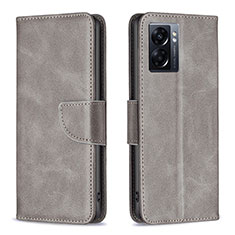 Custodia Portafoglio In Pelle Cover con Supporto B04F per Oppo A56S 5G Grigio