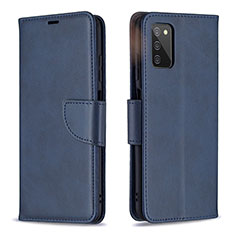 Custodia Portafoglio In Pelle Cover con Supporto B04F per Samsung Galaxy A02s Blu