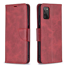 Custodia Portafoglio In Pelle Cover con Supporto B04F per Samsung Galaxy A02s Rosso