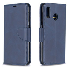 Custodia Portafoglio In Pelle Cover con Supporto B04F per Samsung Galaxy A20 Blu