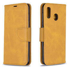 Custodia Portafoglio In Pelle Cover con Supporto B04F per Samsung Galaxy A20 Marrone Chiaro