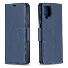 Custodia Portafoglio In Pelle Cover con Supporto B04F per Samsung Galaxy F12 Blu