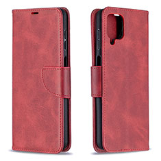 Custodia Portafoglio In Pelle Cover con Supporto B04F per Samsung Galaxy F12 Rosso