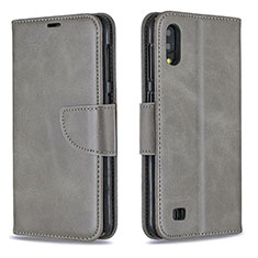 Custodia Portafoglio In Pelle Cover con Supporto B04F per Samsung Galaxy M10 Grigio