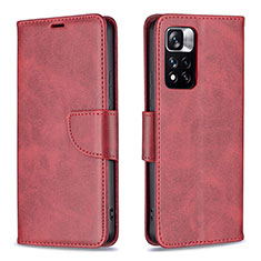 Custodia Portafoglio In Pelle Cover con Supporto B04F per Xiaomi Mi 11i 5G (2022) Rosso