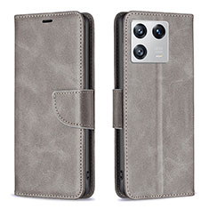 Custodia Portafoglio In Pelle Cover con Supporto B04F per Xiaomi Mi 13 5G Grigio