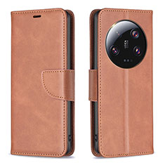Custodia Portafoglio In Pelle Cover con Supporto B04F per Xiaomi Mi 13 Ultra 5G Marrone