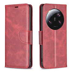 Custodia Portafoglio In Pelle Cover con Supporto B04F per Xiaomi Mi 13 Ultra 5G Rosso