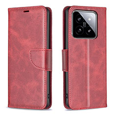 Custodia Portafoglio In Pelle Cover con Supporto B04F per Xiaomi Mi 14 5G Rosso