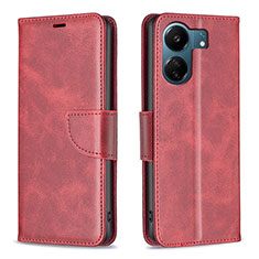 Custodia Portafoglio In Pelle Cover con Supporto B04F per Xiaomi Redmi 13C Rosso