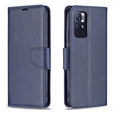 Custodia Portafoglio In Pelle Cover con Supporto B04F per Xiaomi Redmi Note 11 5G Blu