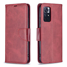 Custodia Portafoglio In Pelle Cover con Supporto B04F per Xiaomi Redmi Note 11 5G Rosso