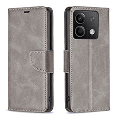 Custodia Portafoglio In Pelle Cover con Supporto B04F per Xiaomi Redmi Note 13 5G Grigio