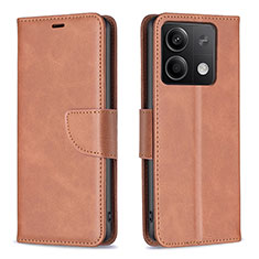 Custodia Portafoglio In Pelle Cover con Supporto B04F per Xiaomi Redmi Note 13 5G Marrone