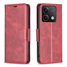 Custodia Portafoglio In Pelle Cover con Supporto B04F per Xiaomi Redmi Note 13 5G Rosso