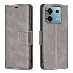 Custodia Portafoglio In Pelle Cover con Supporto B04F per Xiaomi Redmi Note 13 Pro 5G Grigio