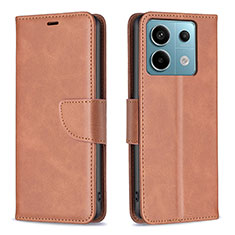 Custodia Portafoglio In Pelle Cover con Supporto B04F per Xiaomi Redmi Note 13 Pro 5G Marrone