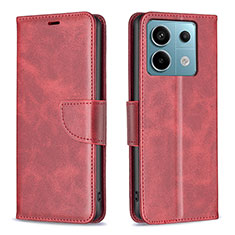 Custodia Portafoglio In Pelle Cover con Supporto B04F per Xiaomi Redmi Note 13 Pro 5G Rosso