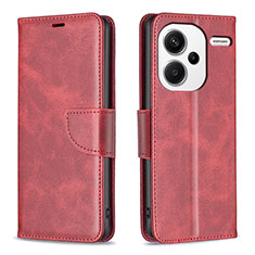 Custodia Portafoglio In Pelle Cover con Supporto B04F per Xiaomi Redmi Note 13 Pro+ Plus 5G Rosso