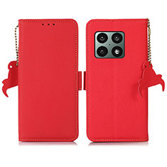 Custodia Portafoglio In Pelle Cover con Supporto B04H per OnePlus 10 Pro 5G Rosso