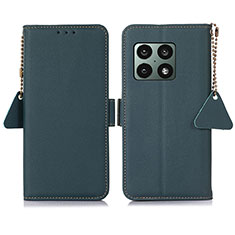 Custodia Portafoglio In Pelle Cover con Supporto B04H per OnePlus 10 Pro 5G Verde