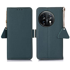Custodia Portafoglio In Pelle Cover con Supporto B04H per OnePlus 11 5G Verde