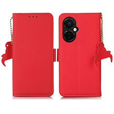 Custodia Portafoglio In Pelle Cover con Supporto B04H per OnePlus Nord CE 3 5G Rosso