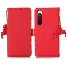 Custodia Portafoglio In Pelle Cover con Supporto B04H per Sony Xperia 10 IV Rosso
