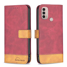 Custodia Portafoglio In Pelle Cover con Supporto B05F per Motorola Moto E20 Rosso