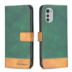 Custodia Portafoglio In Pelle Cover con Supporto B05F per Motorola Moto E32 Verde