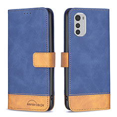 Custodia Portafoglio In Pelle Cover con Supporto B05F per Motorola Moto E32s Blu