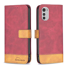 Custodia Portafoglio In Pelle Cover con Supporto B05F per Motorola Moto E32s Rosso